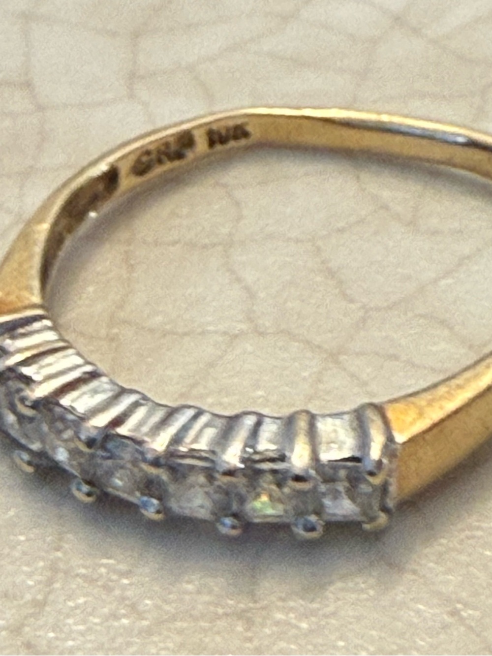 Two-Tone Gold and Silver Multi-Stone Women's Band - Clear Stones